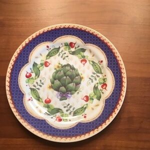 "Le Jardin" dinner plate with artichoke, radish, pea design - made in Japan